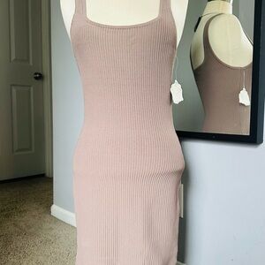 Altar'd State Taupe Ribbed Dress